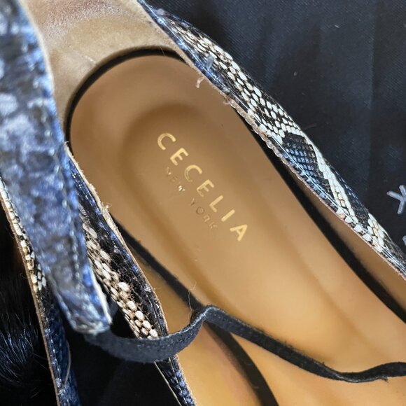 Cecelia New York Snakeskin Lace-Up Flats with Pom-Poms – Size 8.5 - Picture 6 of 6